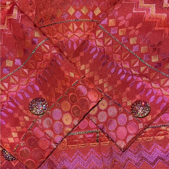 George Simonton 2PC Suit Jacquard Geometric Print Skirt & Jacket SZ 12 - Picture 10 of 14